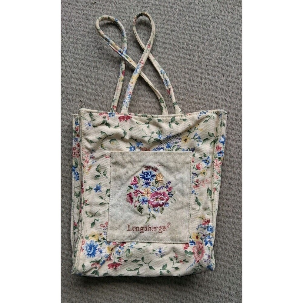 Longaberger Lunch Bag Totes Cream With Floral Design